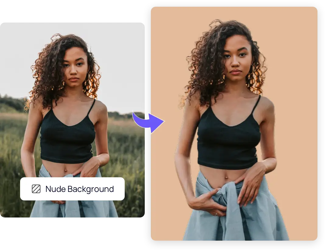 cambia lo sfondo della foto in colore nudo