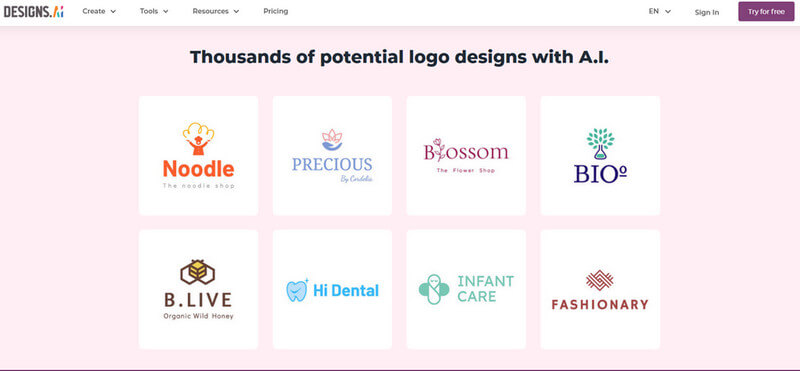 Designs.AI pembuat logo gratis