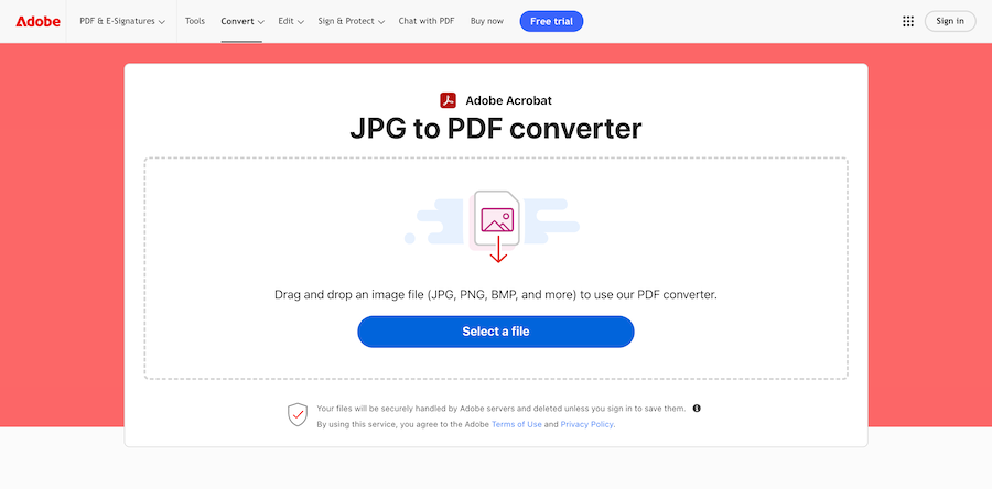Convertidor de JPG a PDF de Adobe
