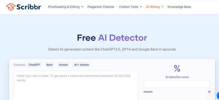 Scribbr AI-Inhaltsdetektor