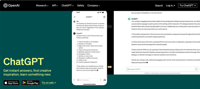 ChatGPT Get instant answers, find creative inspiration, learn something new