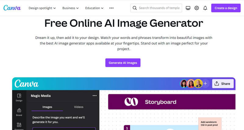 Generatore di testo in immagine AI con Canva