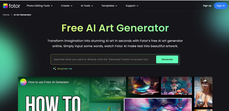 Generatore d'arte AI Fotor