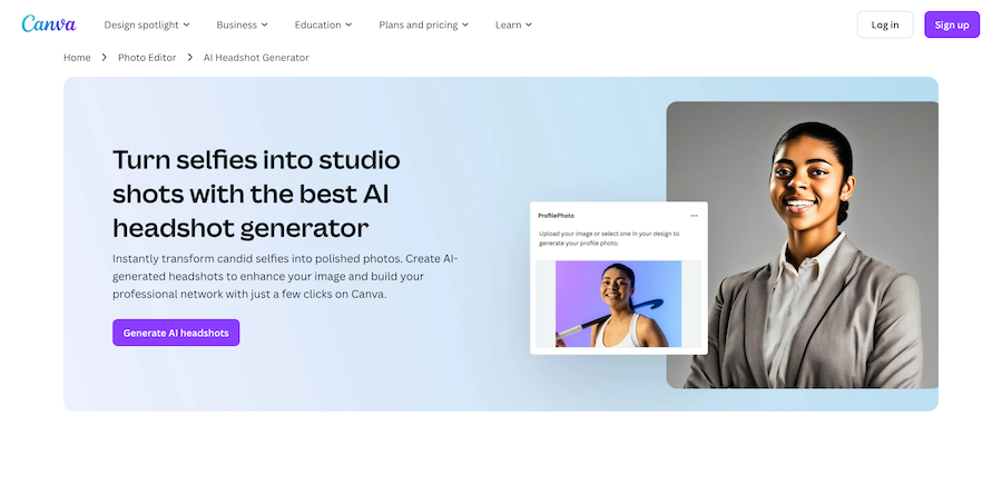 Canva AI ヘッドショットジェネレーター