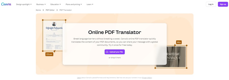 Traducteur PDF Canva