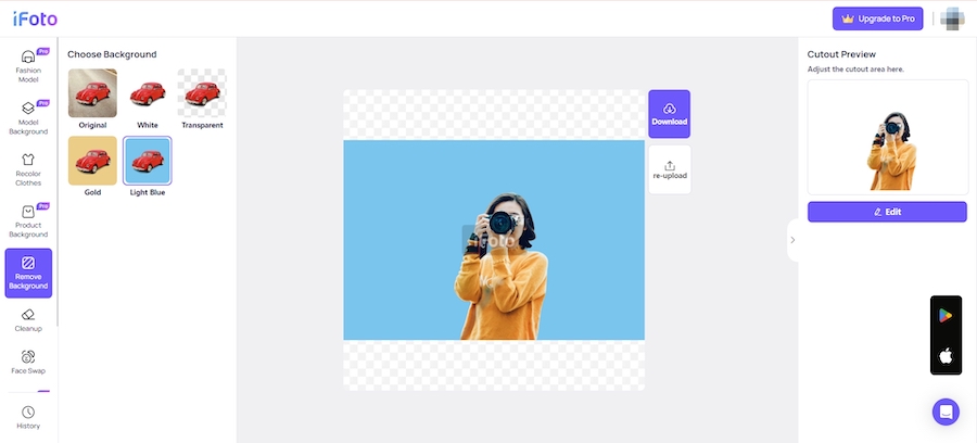 iFoto के साथ पृष्ठभूमि बदलें