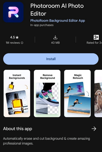 Eraser App - Hintergrund entfernen