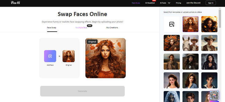 Échange de visage Pica AI