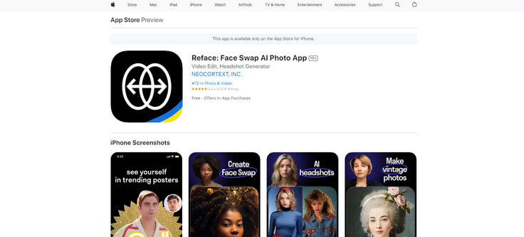 Échange de visage Apple Reface
