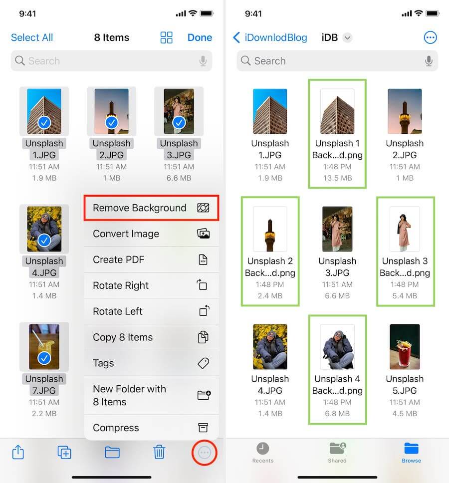 Remove Image Background in Files App