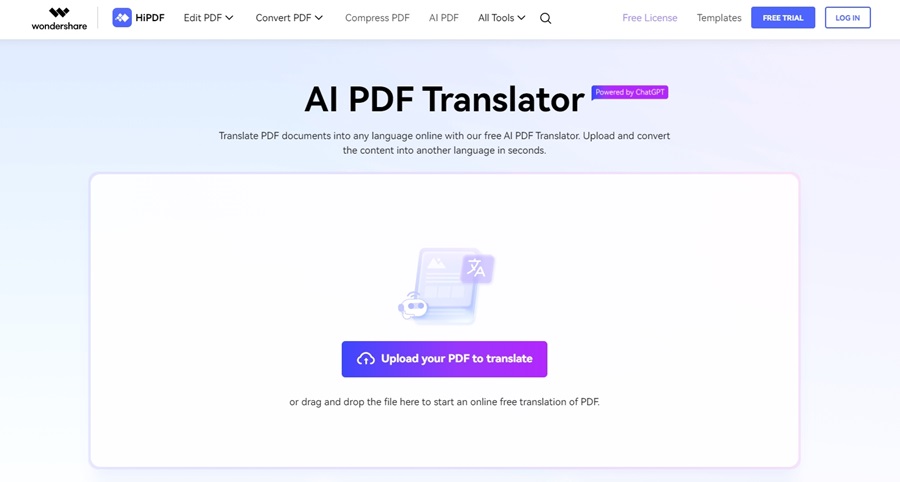 Traducteur PDF en ligne HiPDF