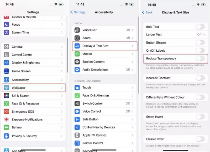 Disable the Reduce Transparency setting