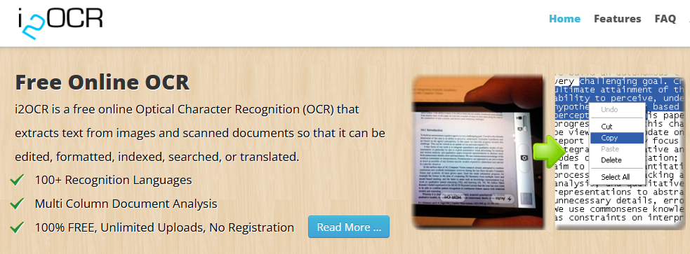Переводчик изображений i2OCR онлайн