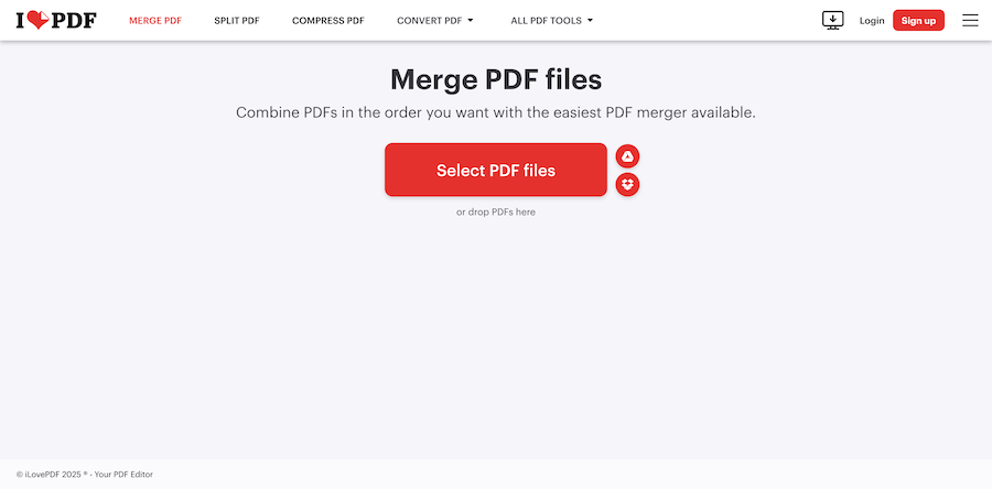 iLovePDF PDF zusammenführen