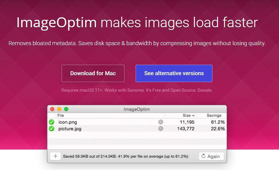 Compresseur d'images ImageOptim