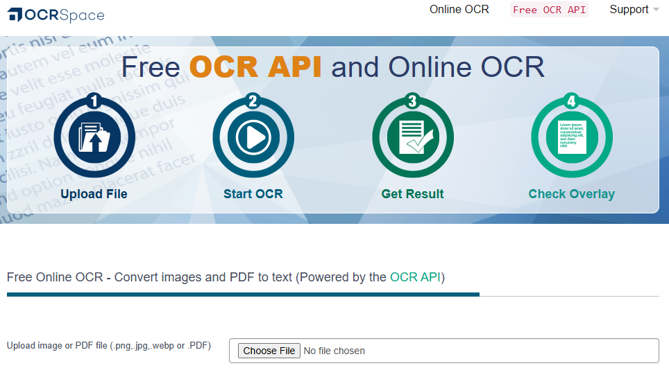 OCRSpace PDF Image to Text