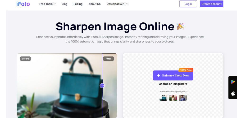 Abra o iFoto Photo Enhancer Online