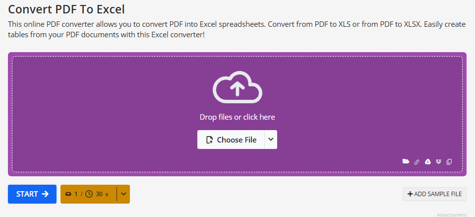 PDF2Go PDF to Excel Converter