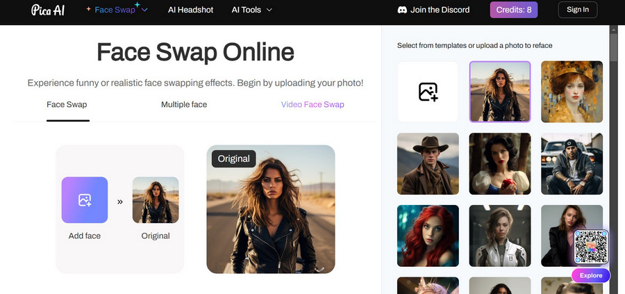 PhotoFunia alternative: Pica AI Face Swap