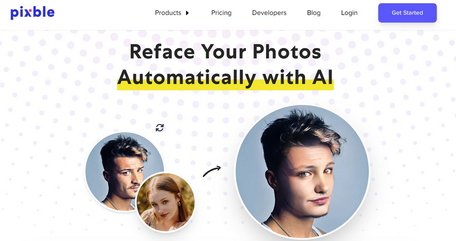 Alternativa a PhotoFunia: Face Swapper di Pixble