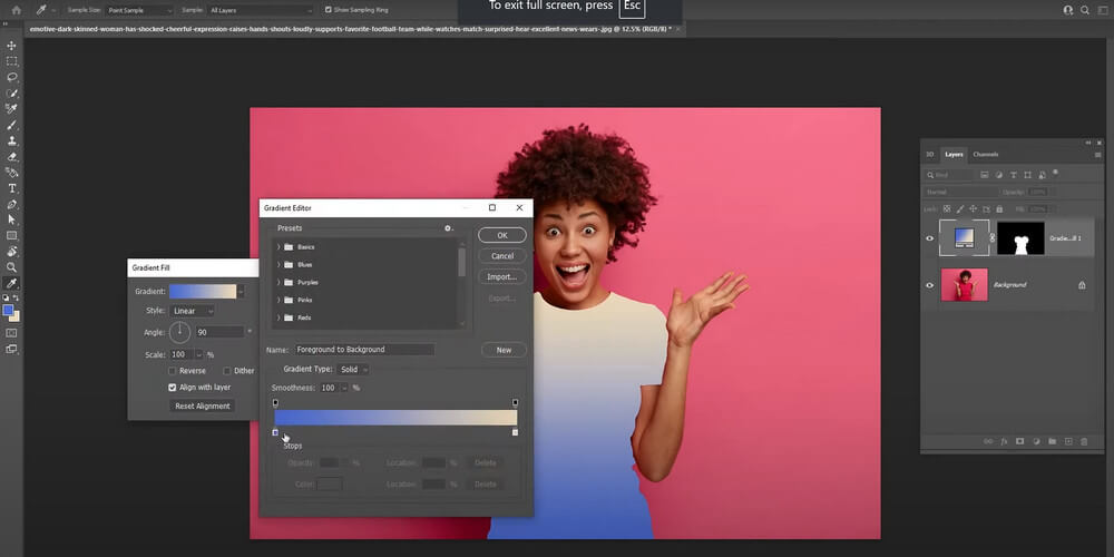 Put Gradient Color on the Layer