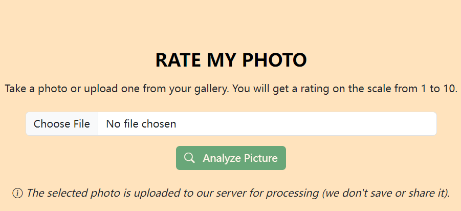 Test di attrattività AI RateMyPhoto