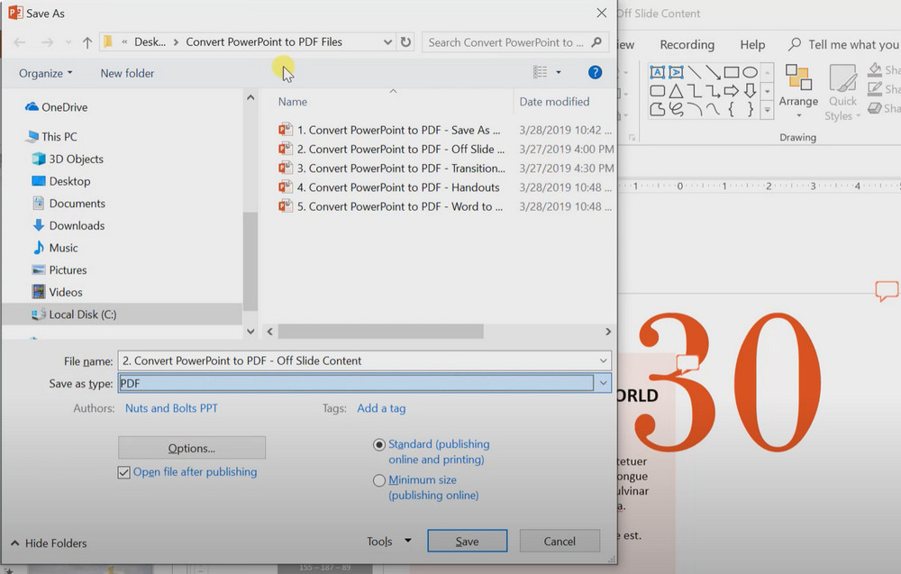 Salvar como PDF no PowerPoint
