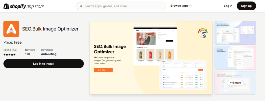 SEOBluk इमेज ऑप्टिमाइज़र Shopify