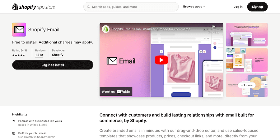 E-mail do Shopify