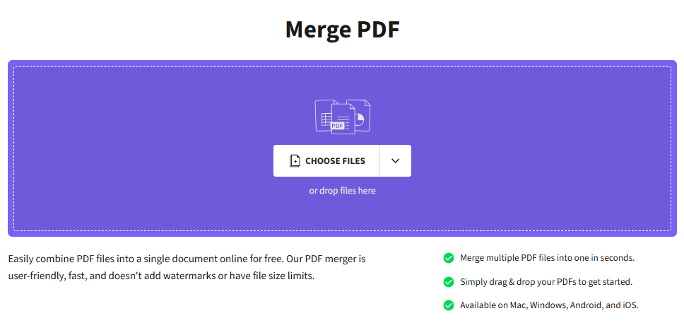 SmallPDF Fusionar PDF en línea