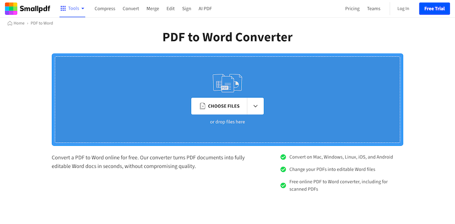 Konverter PDF ke Word dari Smallpdf