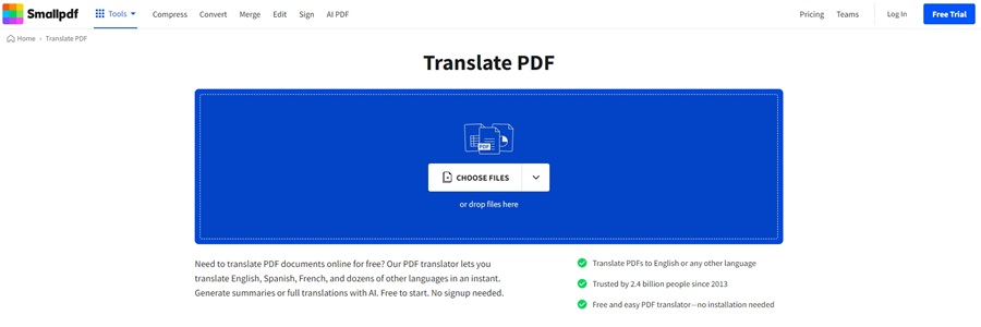 Traducteur SmallPDF