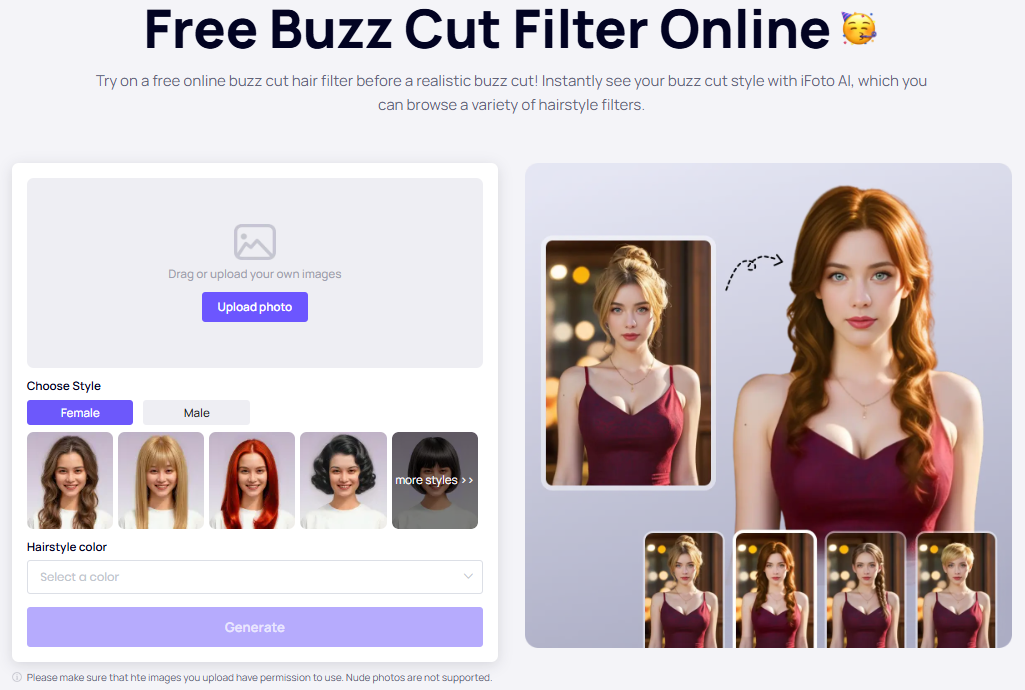 Upload Image to Buzz Cut Filter