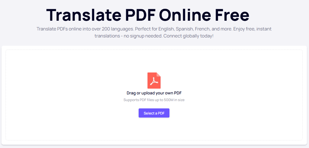 Carica il file PDF nella lingua
