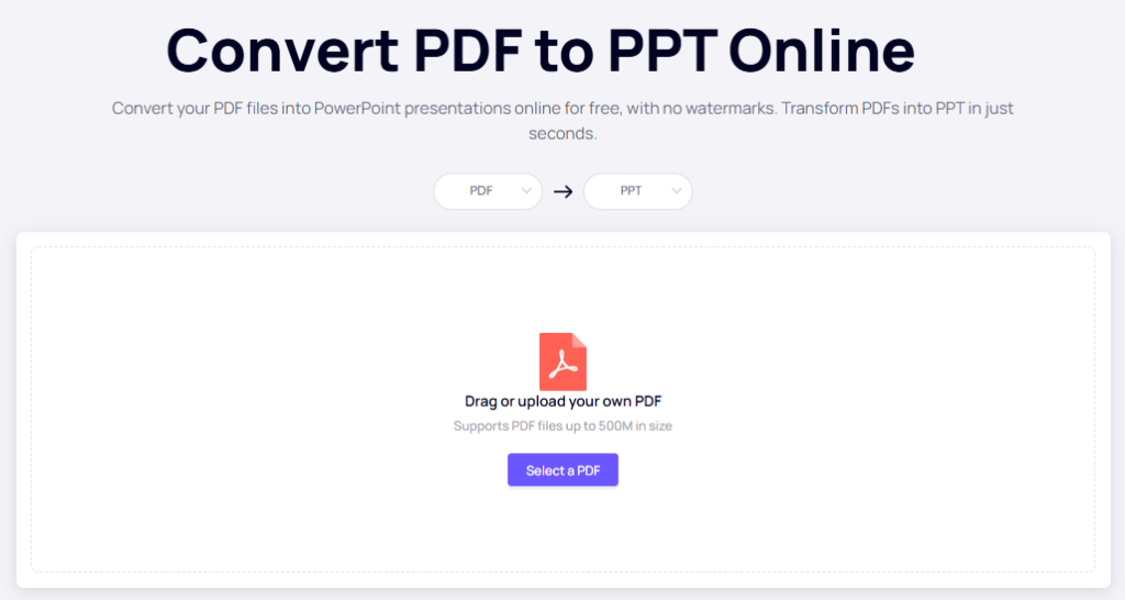 Upload PDF to PPT Converter