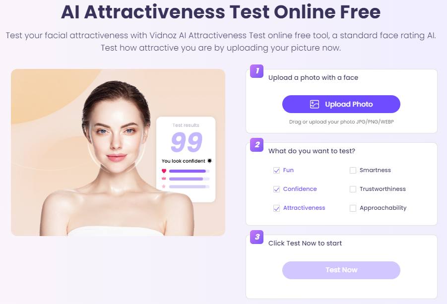 Test di attrattività dell'intelligenza artificiale Vidnoz